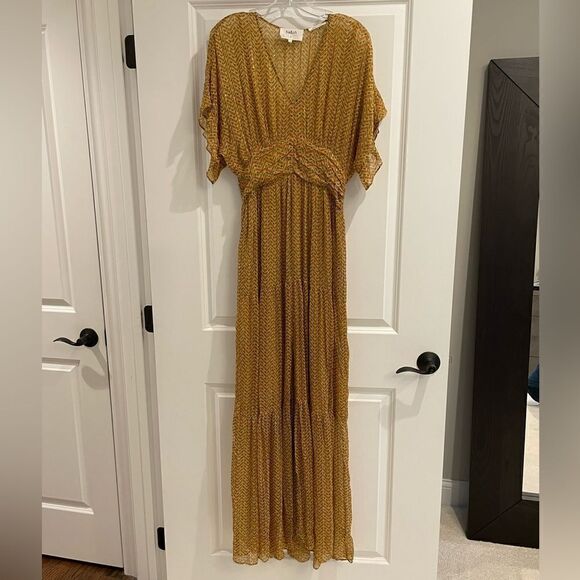 EUC BA&SH Wanda Metallic Herringbone Print Maxi Dress Size M - Picture 4 of 13